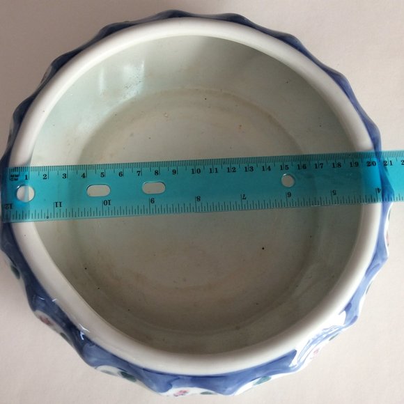 Vintage Chinese porcelain big bowl indoor planter hand painted floral 23cm long - Picture 9 of 9